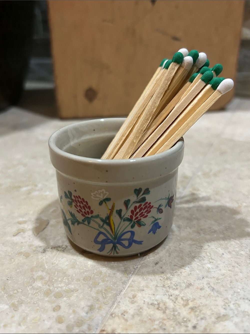 Mini Crock Turned Match Holder Striker
